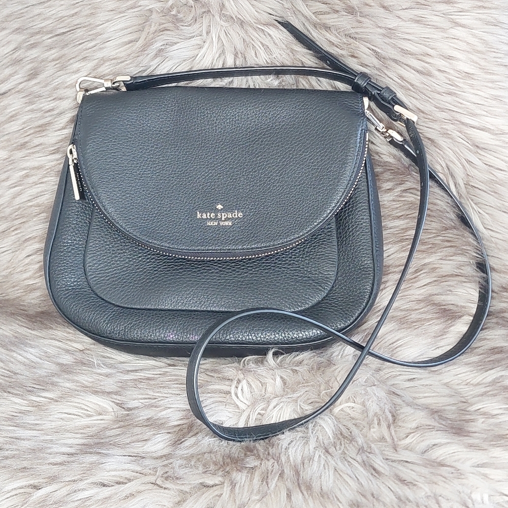 Kate Spade Black Pebble Leather Layla Shoulder Crossbody Bag